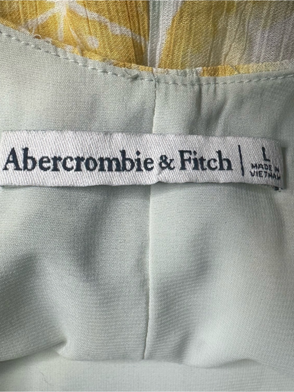 Abercrombie & Fitch TRAPEZE TEXTURE SHORT DRESS Large Day lemon backless summer - Picture 9 of 13